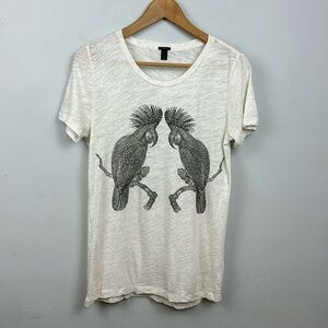 J. Crew Cotton/ Modal Burnout Studded Parrot Tee Sz S